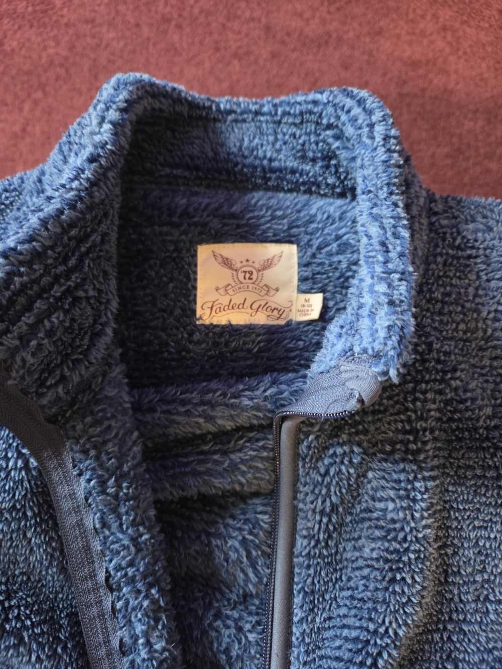 Faded Glory Women's Plush Blue Teddy Jacket with High Collar